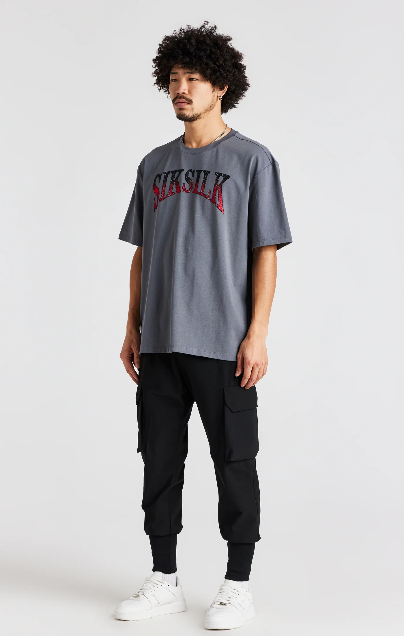 Grey Rhinestone Short Sleeve T-Shirt - Image 4