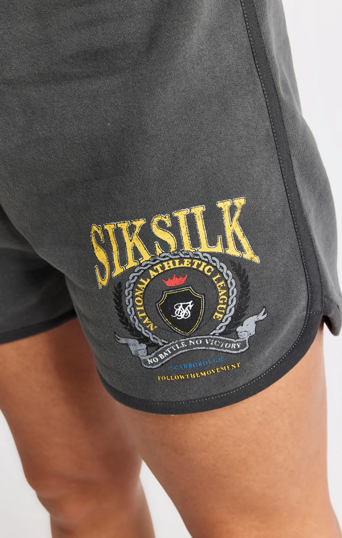 SikSilk Varsity Runner Shorts  - Washed Grey - Image 7