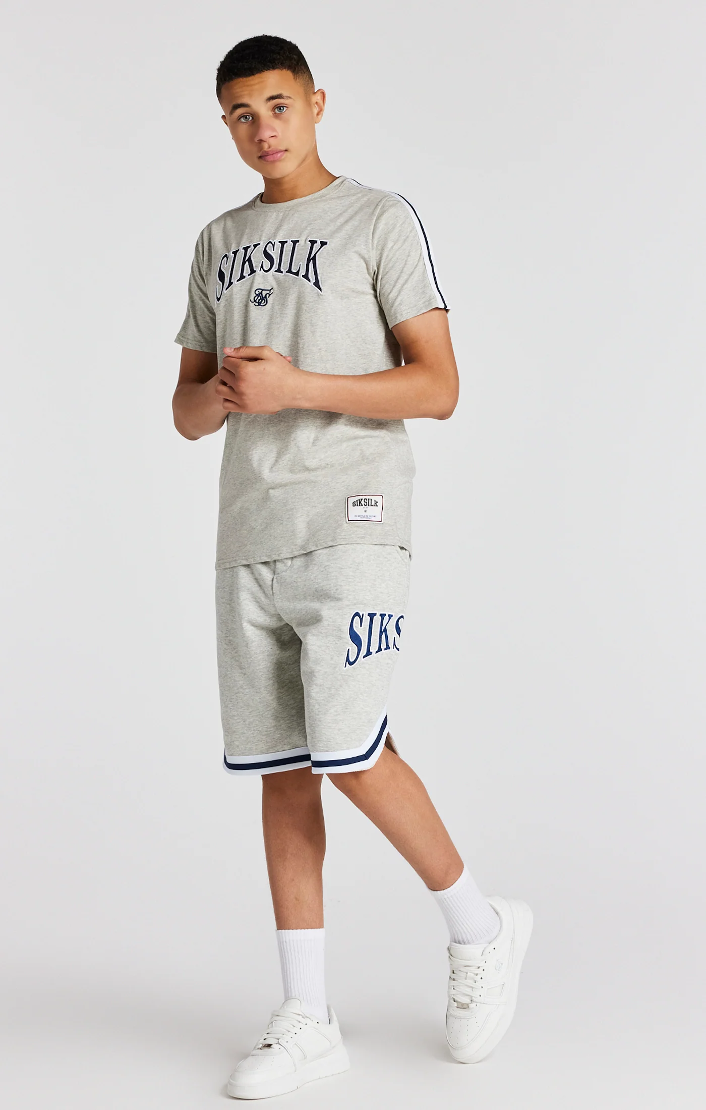 Boys Grey Marl Varsity T-Shirt - Image 3