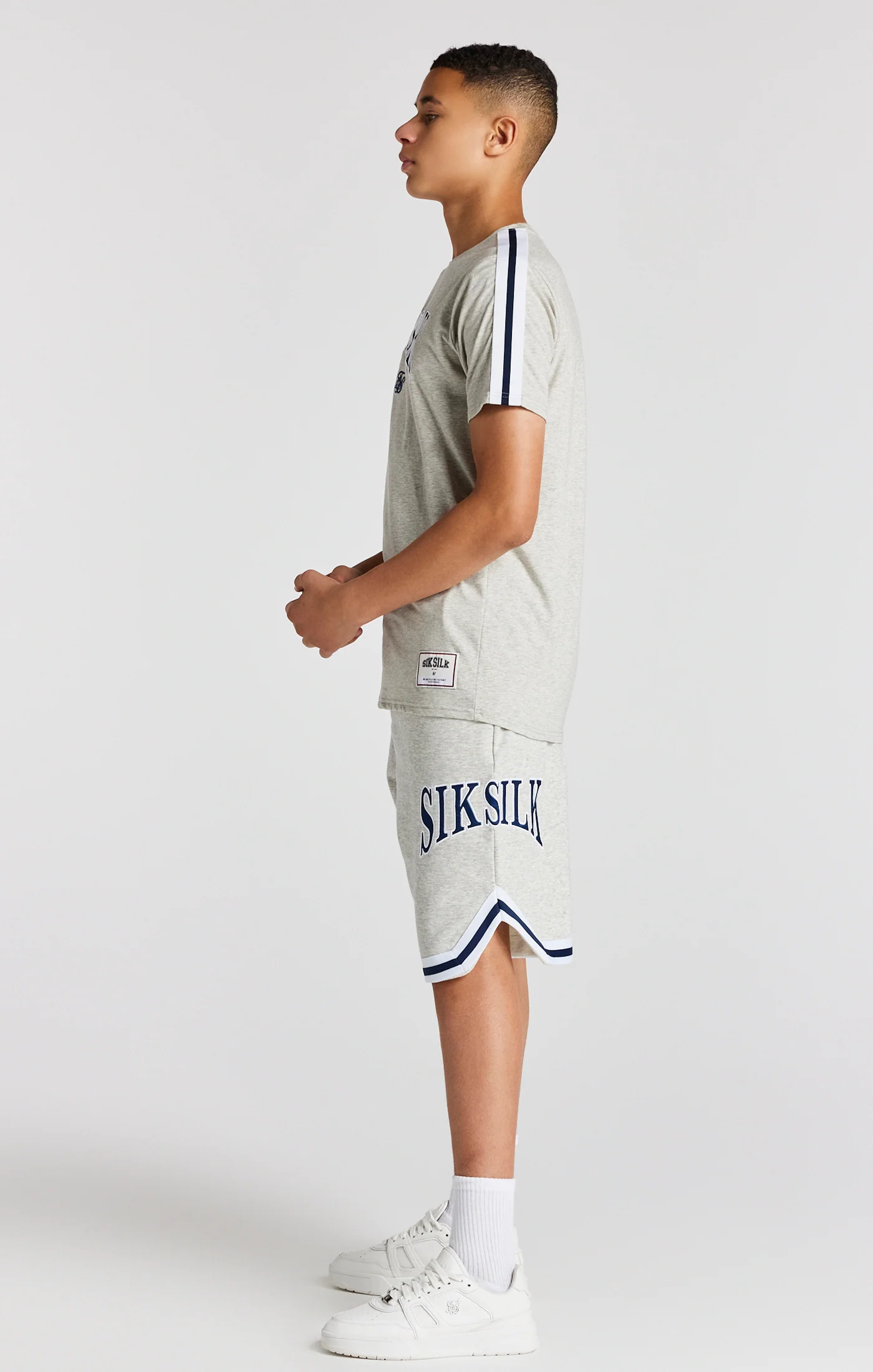 Boys Grey Marl Varsity T-Shirt - Image 4