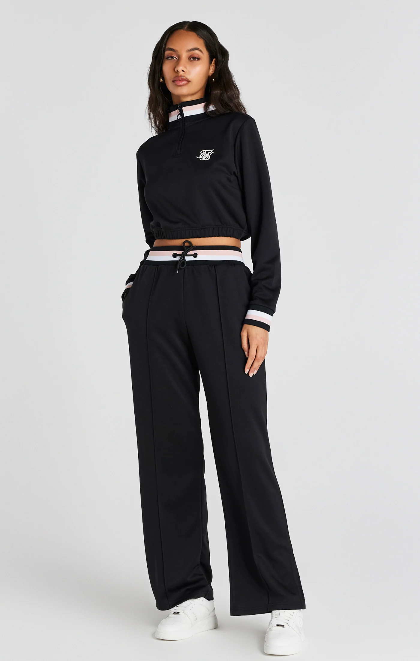 Black Varsity Wide Leg Track Pant - Image 3