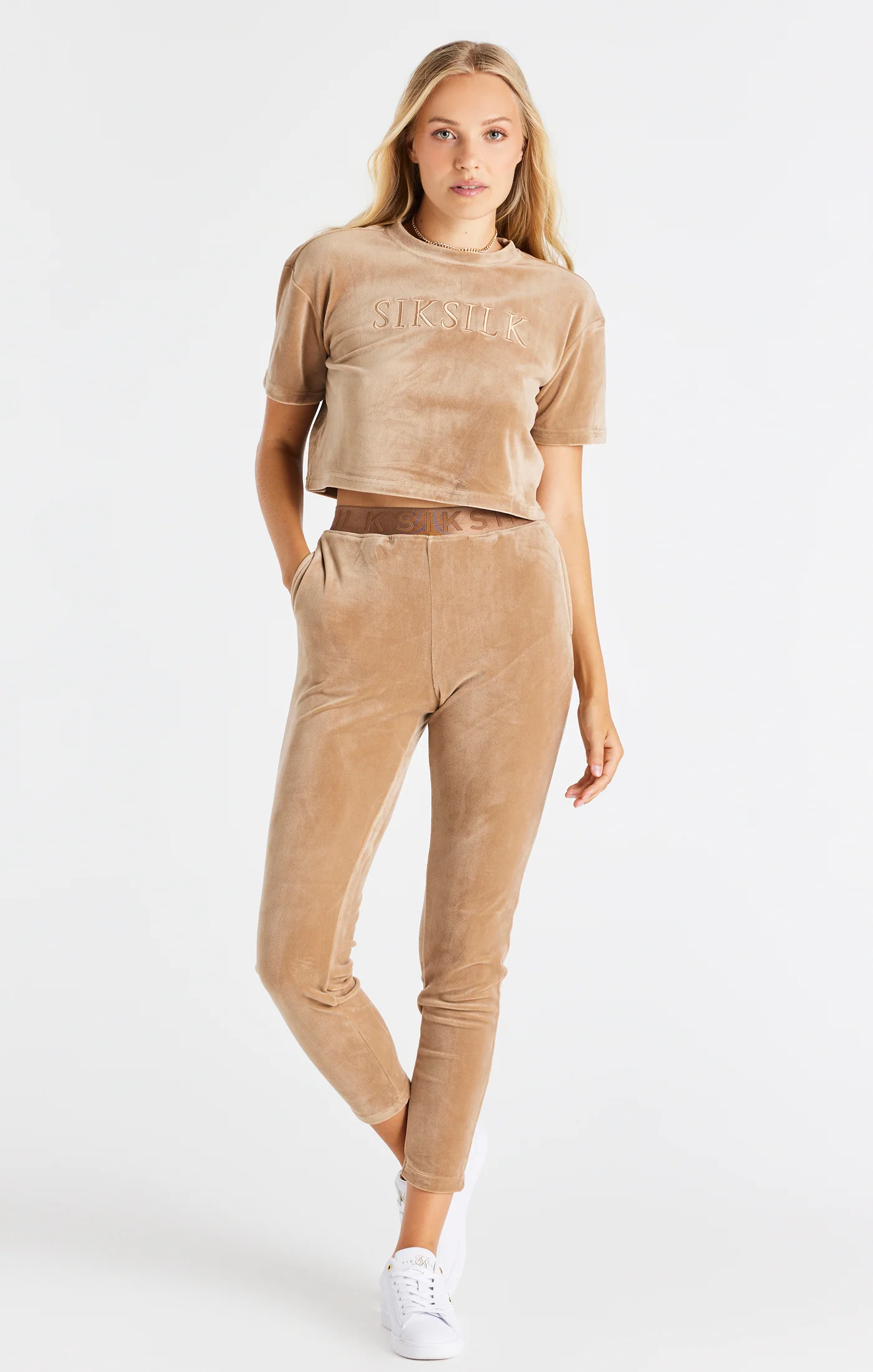 Gold Velour Cropped T-Shirt - Image 3