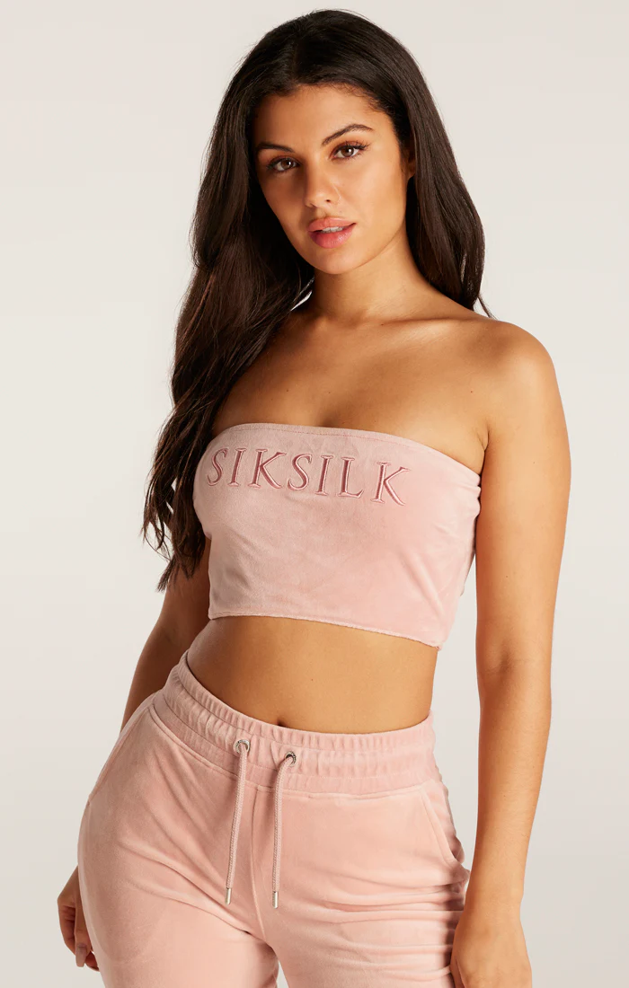 SikSilk Velour Embroidered Bandeau - Pink - Image 2
