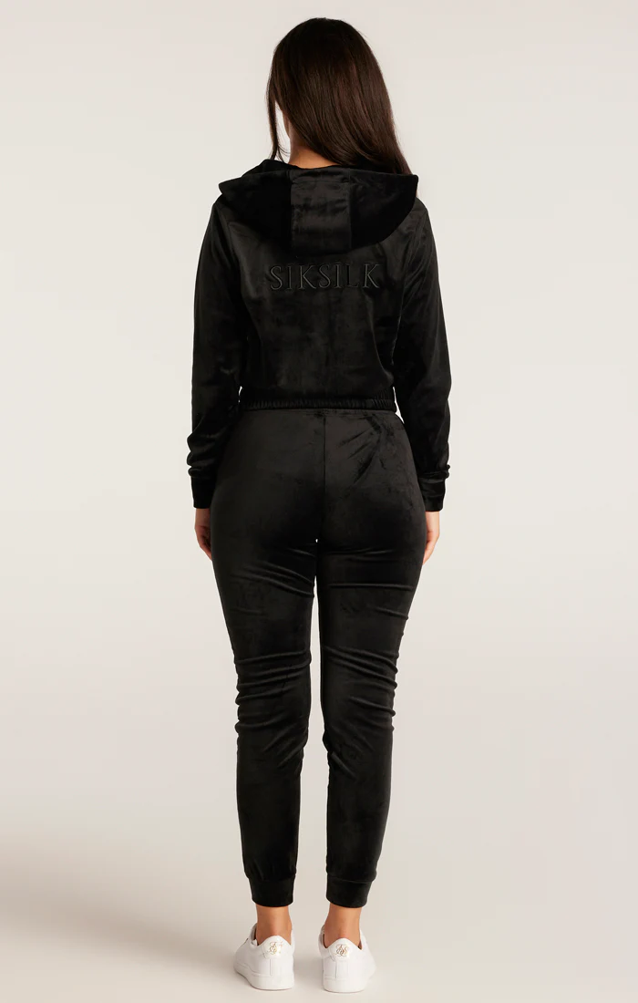 SikSilk Velour Embroidered Joggers - Black - Image 6