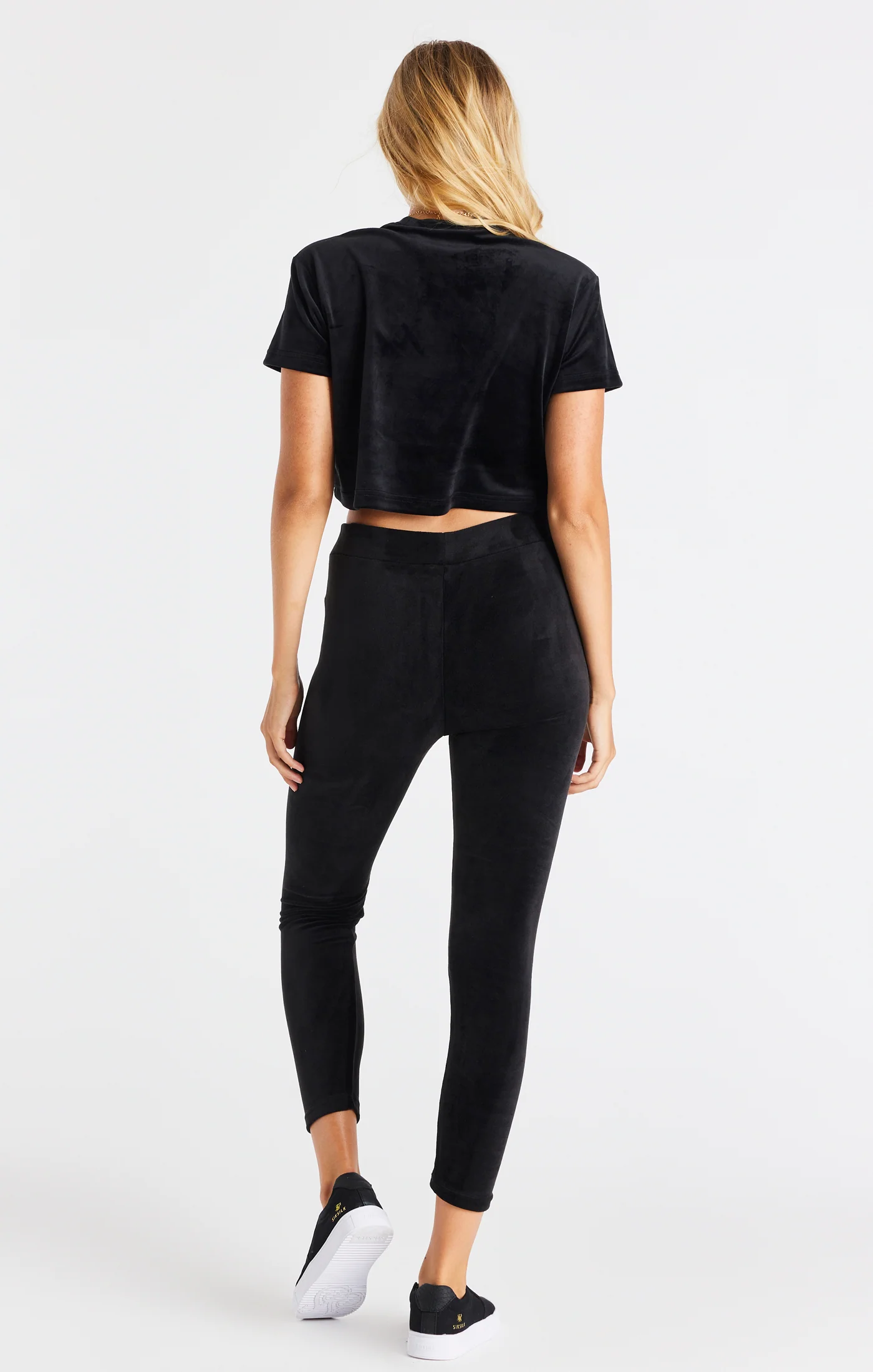 SikSilk Velour Embroidered Leggings - Black - Image 6