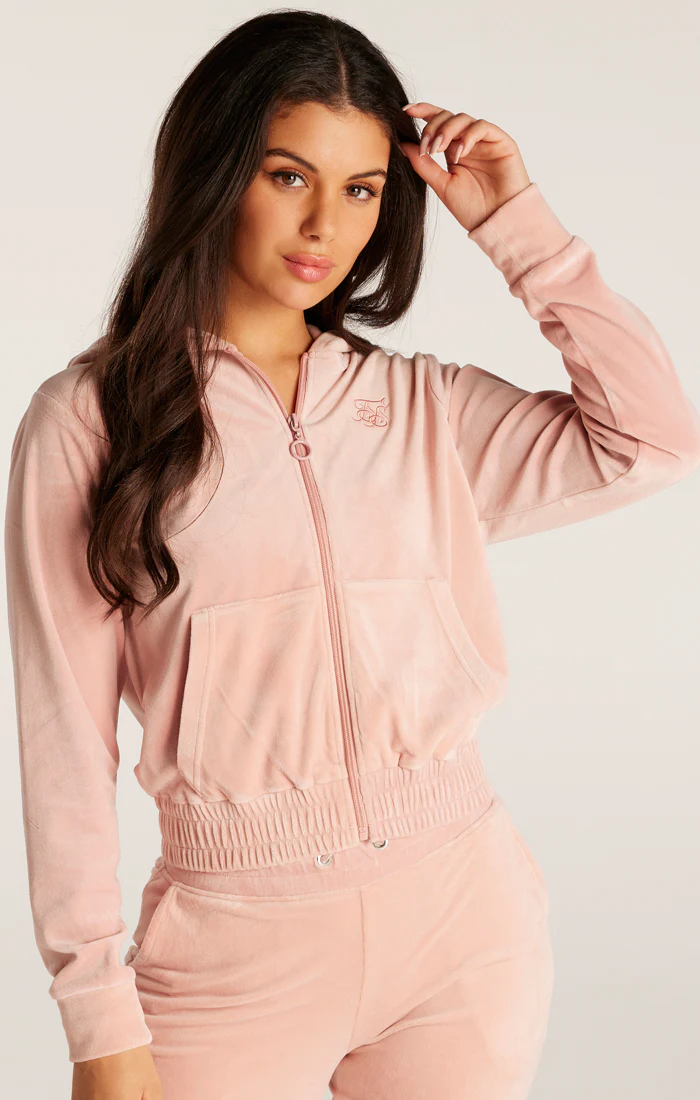 SikSilk Velour Embroidered Track Jacket - Pink - Image 2