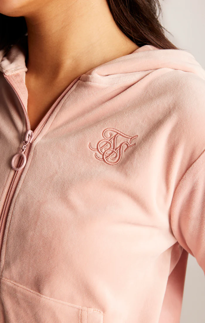 SikSilk Velour Embroidered Track Jacket - Pink - Image 3