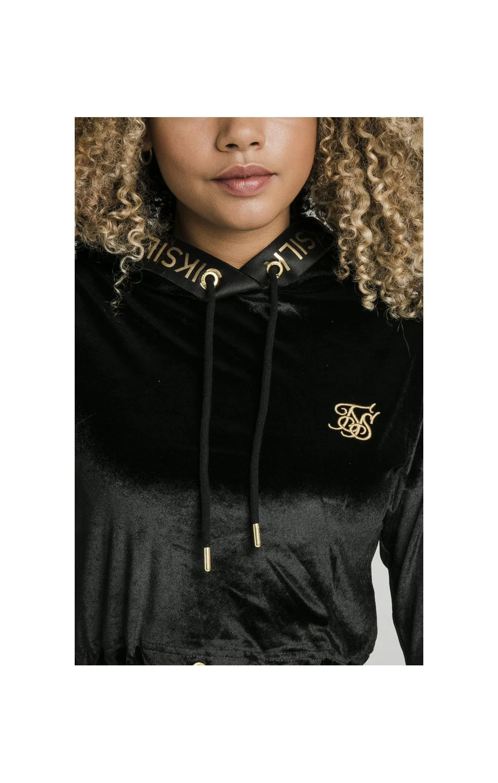 SikSilk Velour Hoodie – Black & Gold