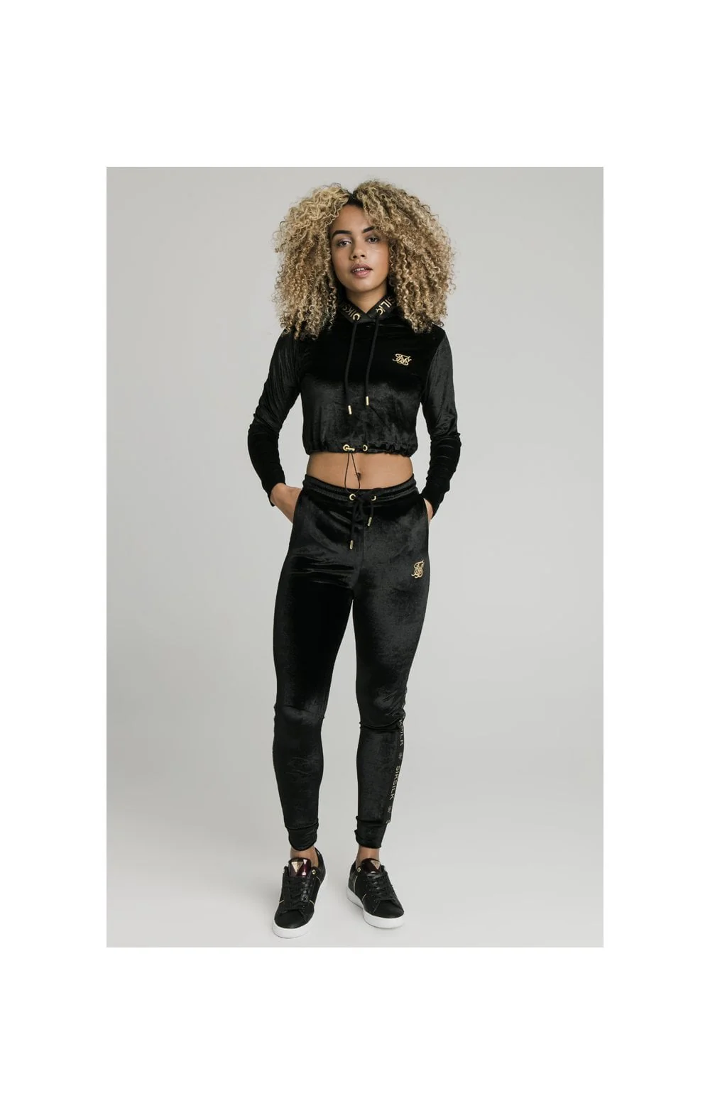 SikSilk Velour Hoodie – Black & Gold - Image 3