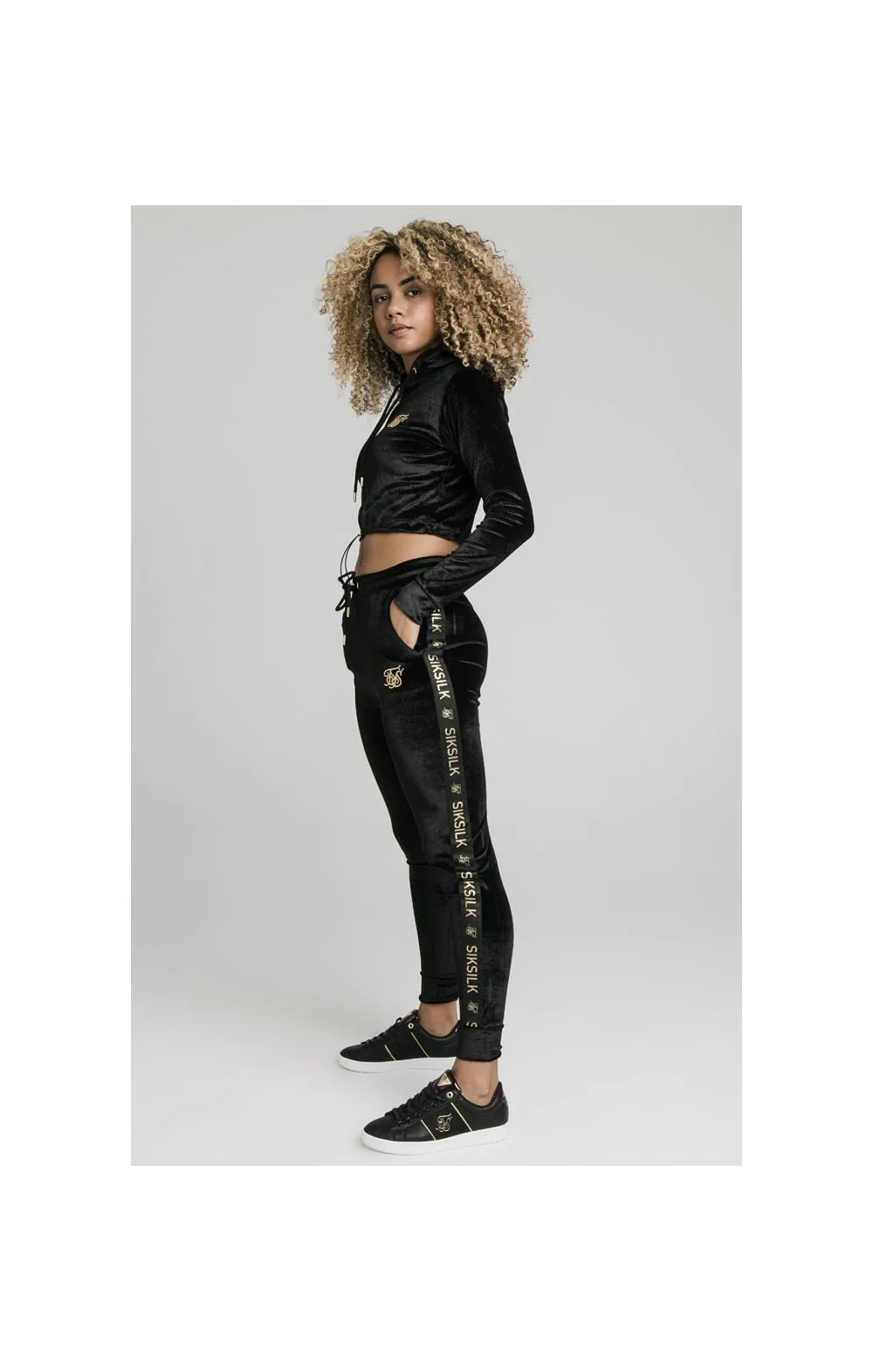 SikSilk Velour Hoodie – Black & Gold - Image 4
