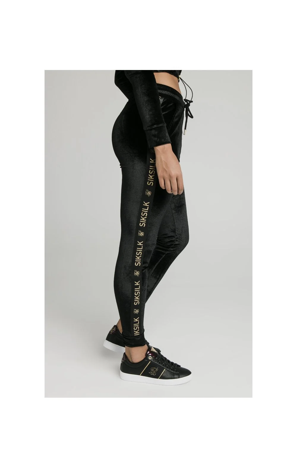 SikSilk Velour Joggers - Black & Gold - Image 4