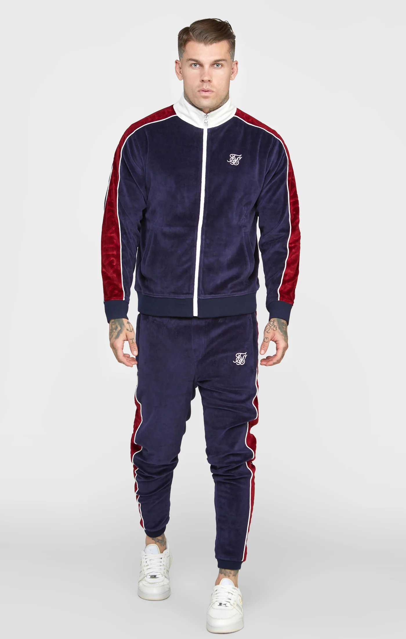 Navy Velour Track Jacket - Image 3