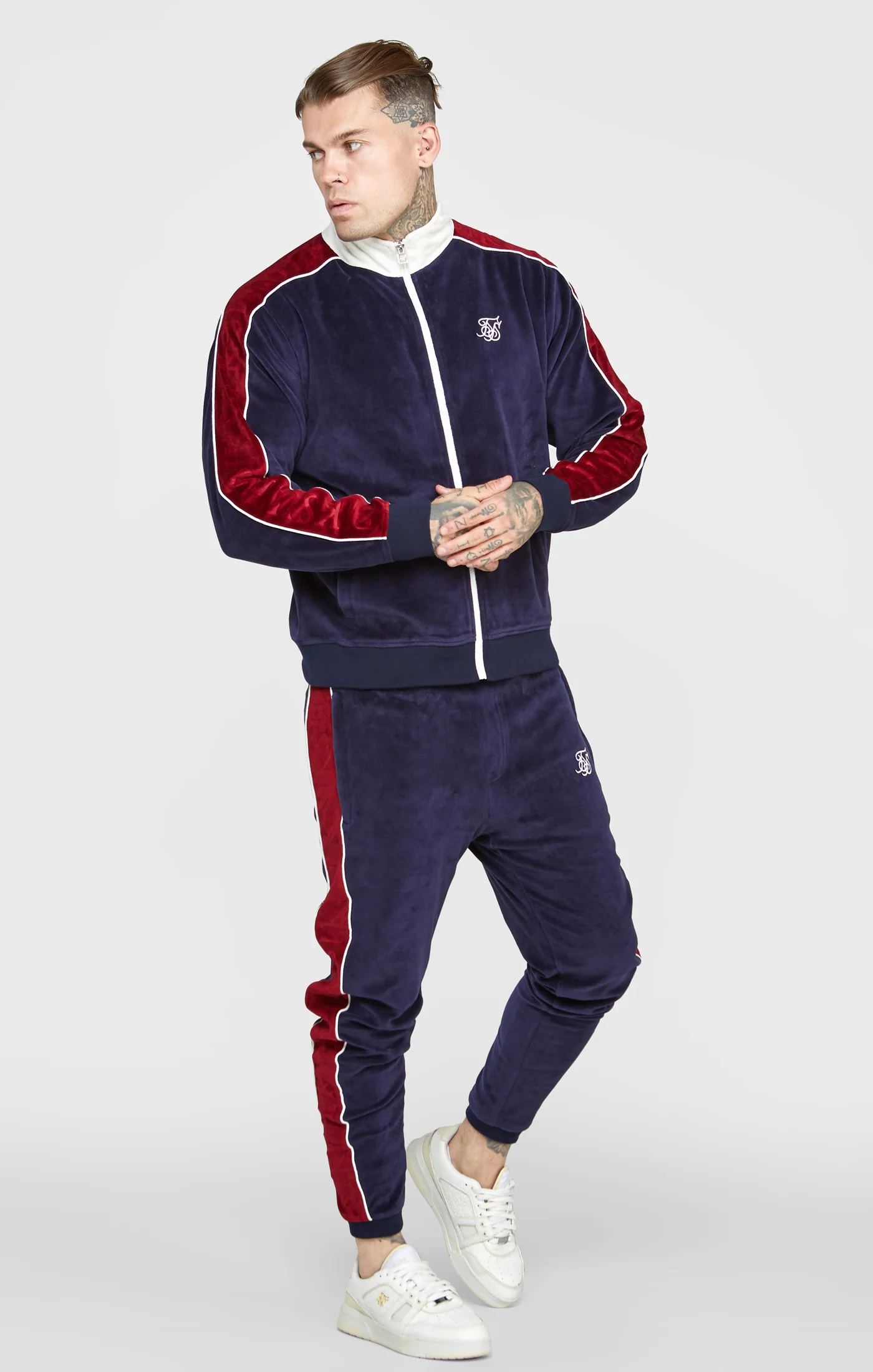 Navy Velour Track Jacket - Image 4