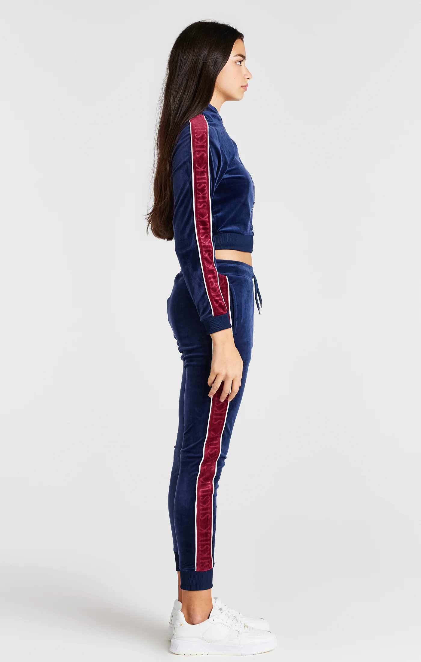 Girls Navy Velour Track Top - Image 4