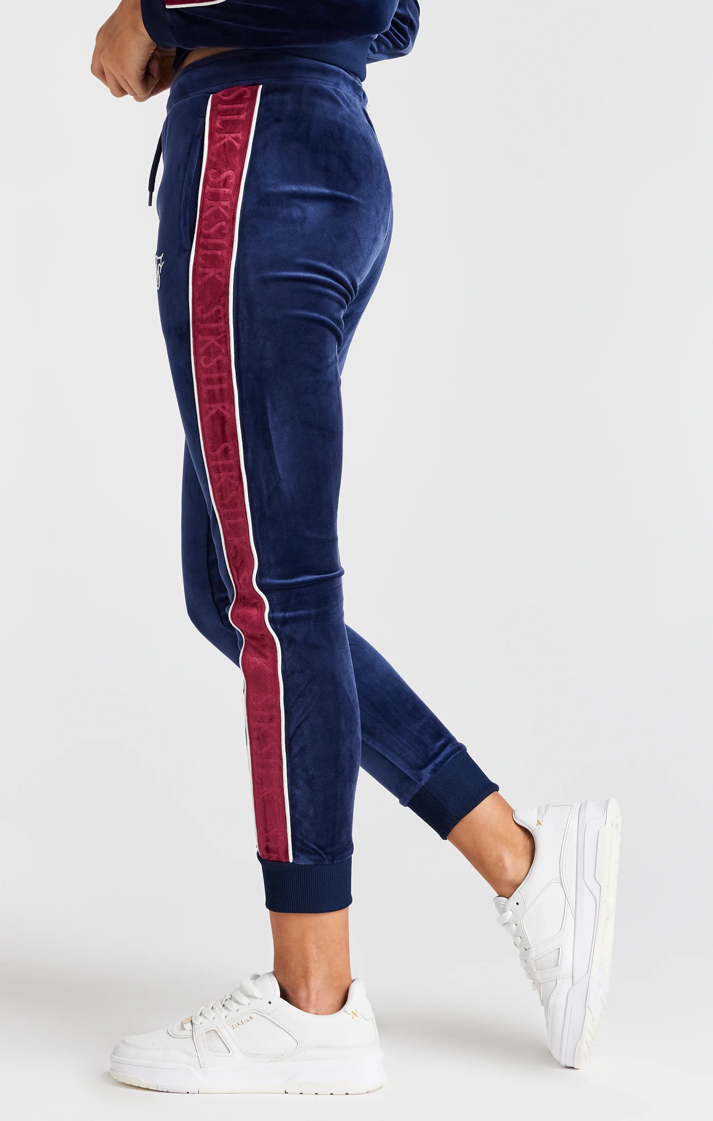 Girls Navy Velour Track Pant - Image 2