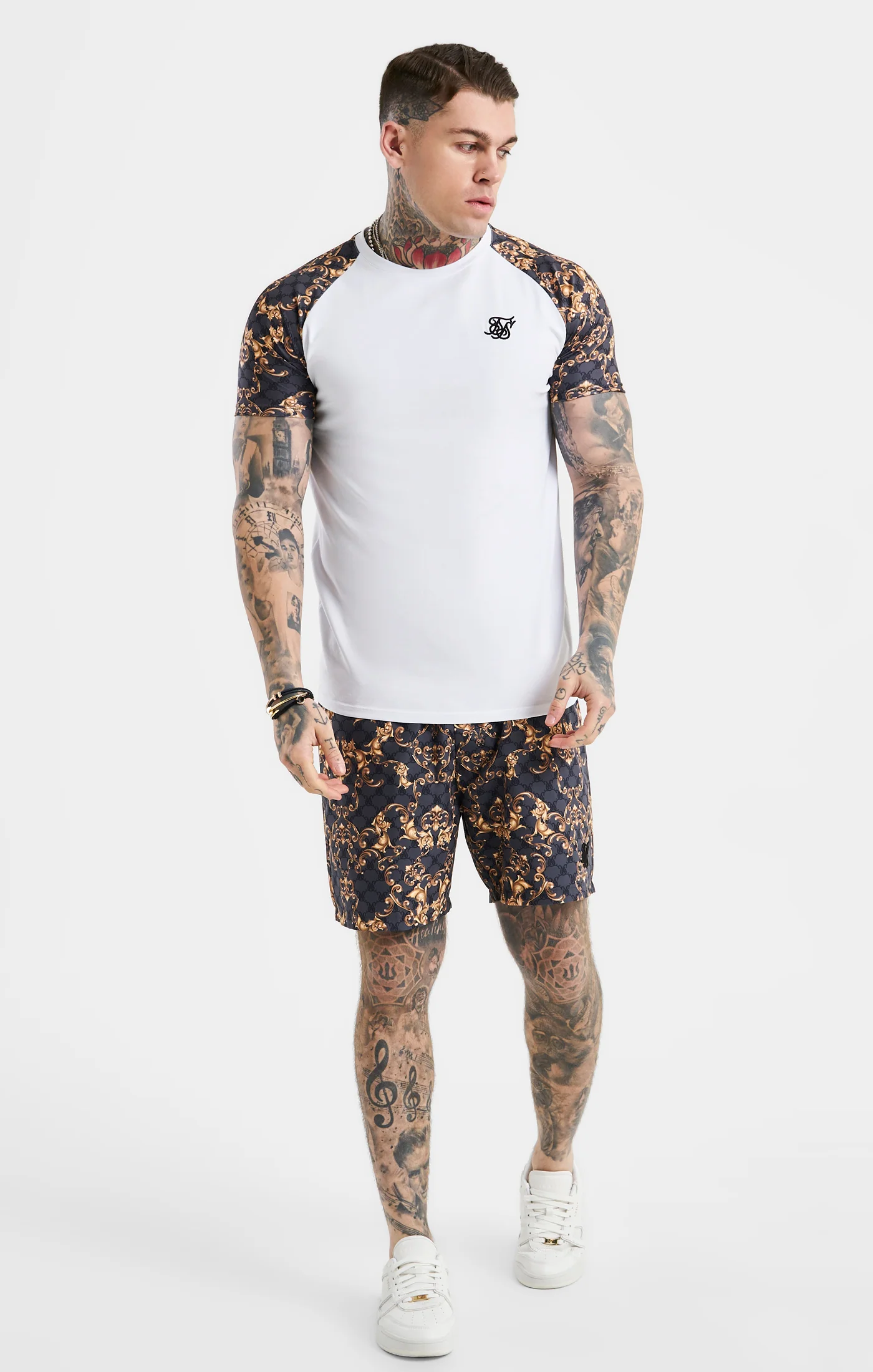 White Venetian Print Raglan T-Shirt - Image 3