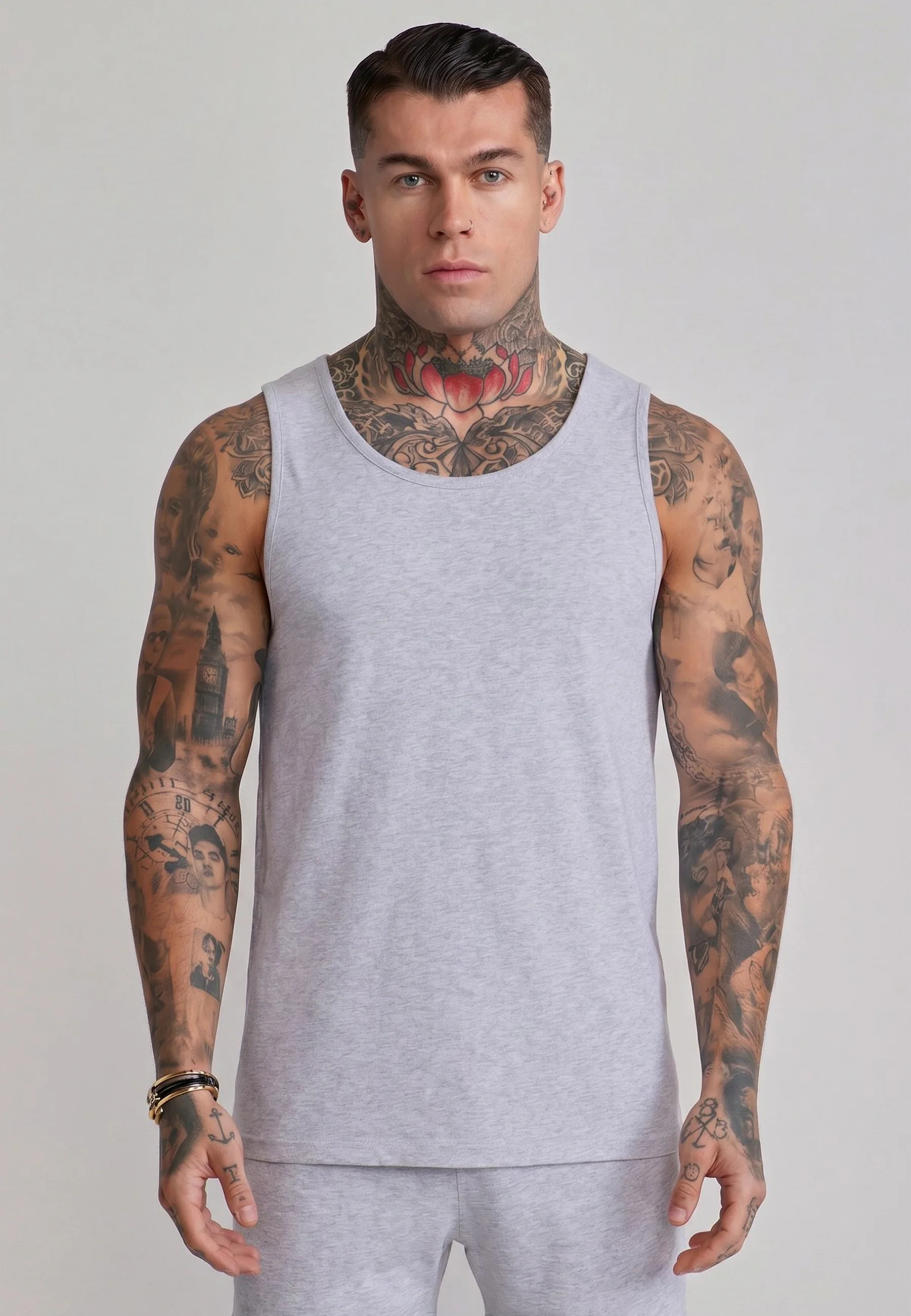 Grey Marl Vest and Shorts Set - Image 3