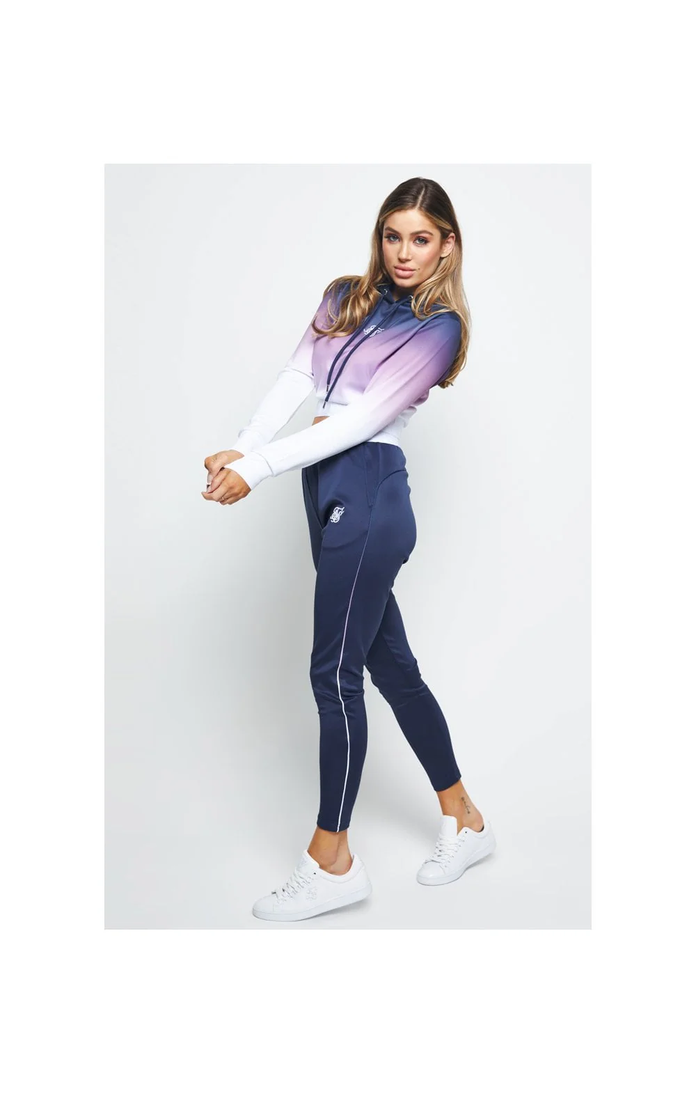 SikSilk Violet Fade Track Top - Violet & Navy - Image 7
