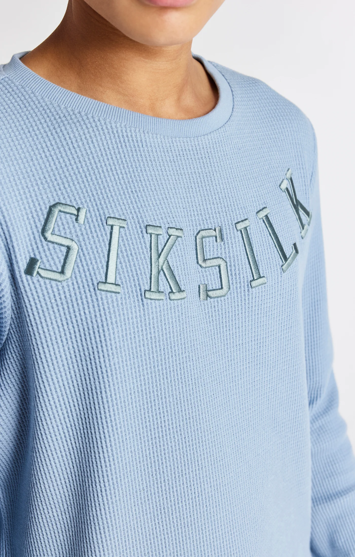 Boys Blue Waffle Crew Sweatshirt - Image 2