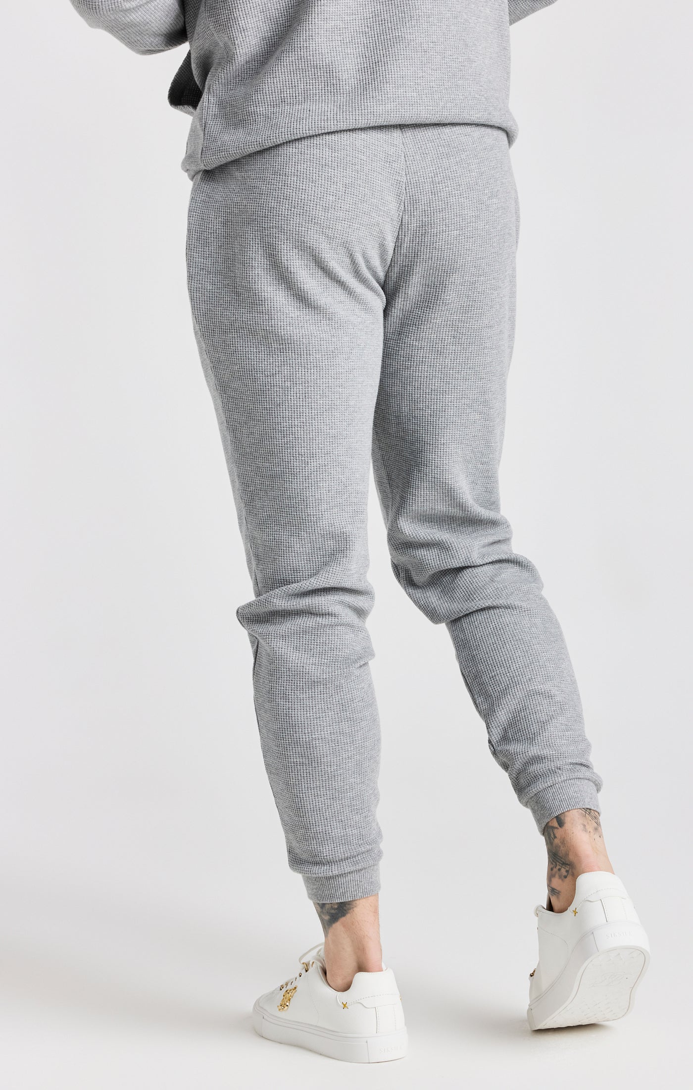 Grey Marl Waffle Muscle Fit Jogger - Image 4