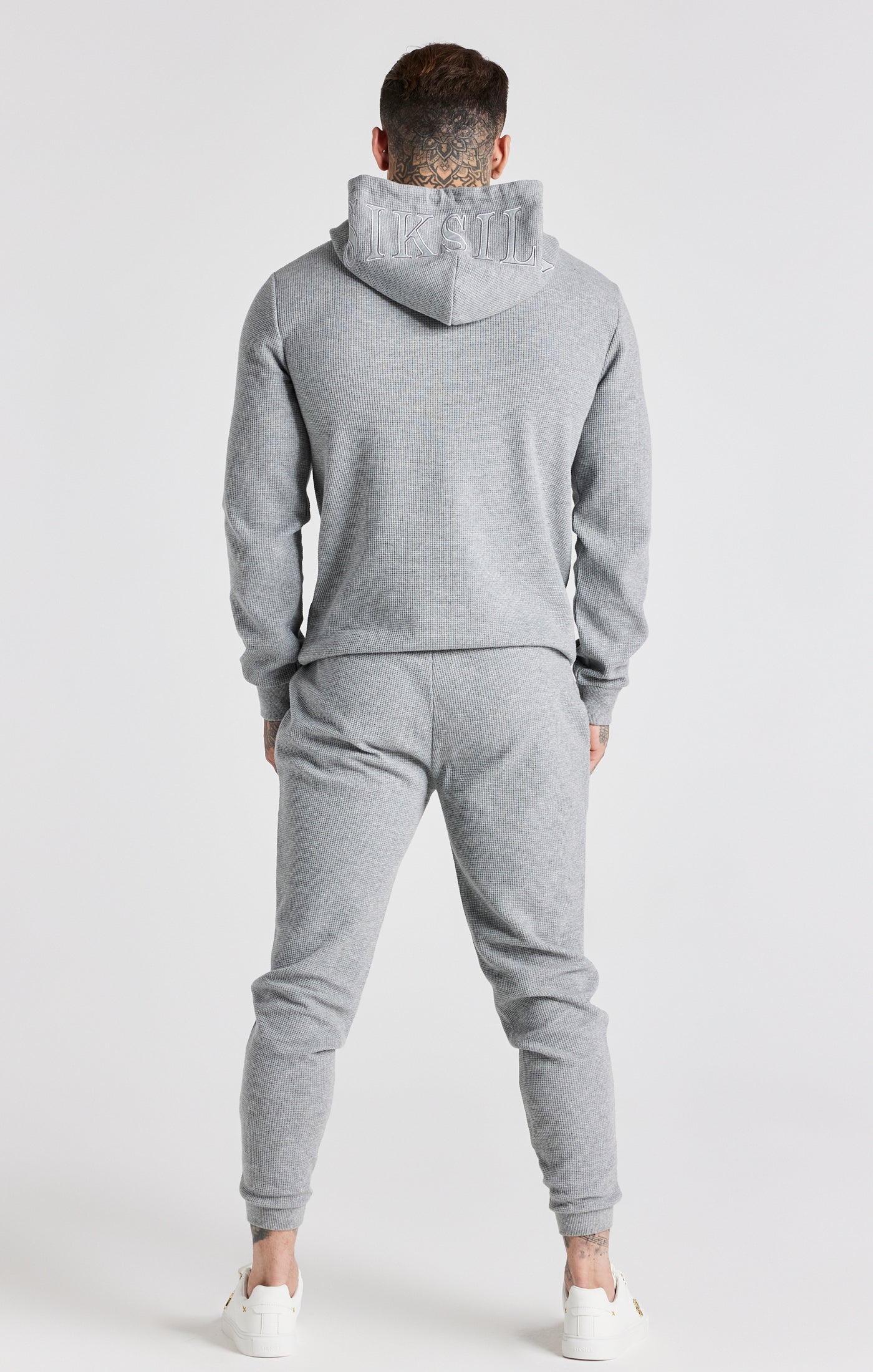 Grey Marl Waffle Muscle Fit Jogger - Image 6