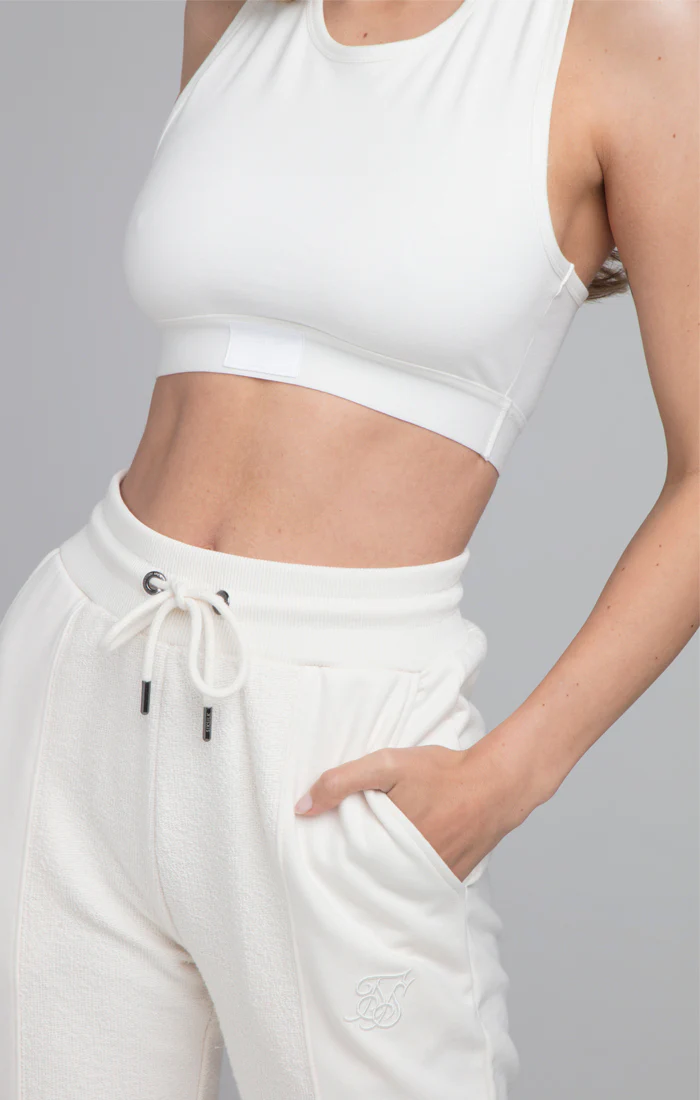 SikSilk Woven Badge Racerback Bralette - White - Image 2