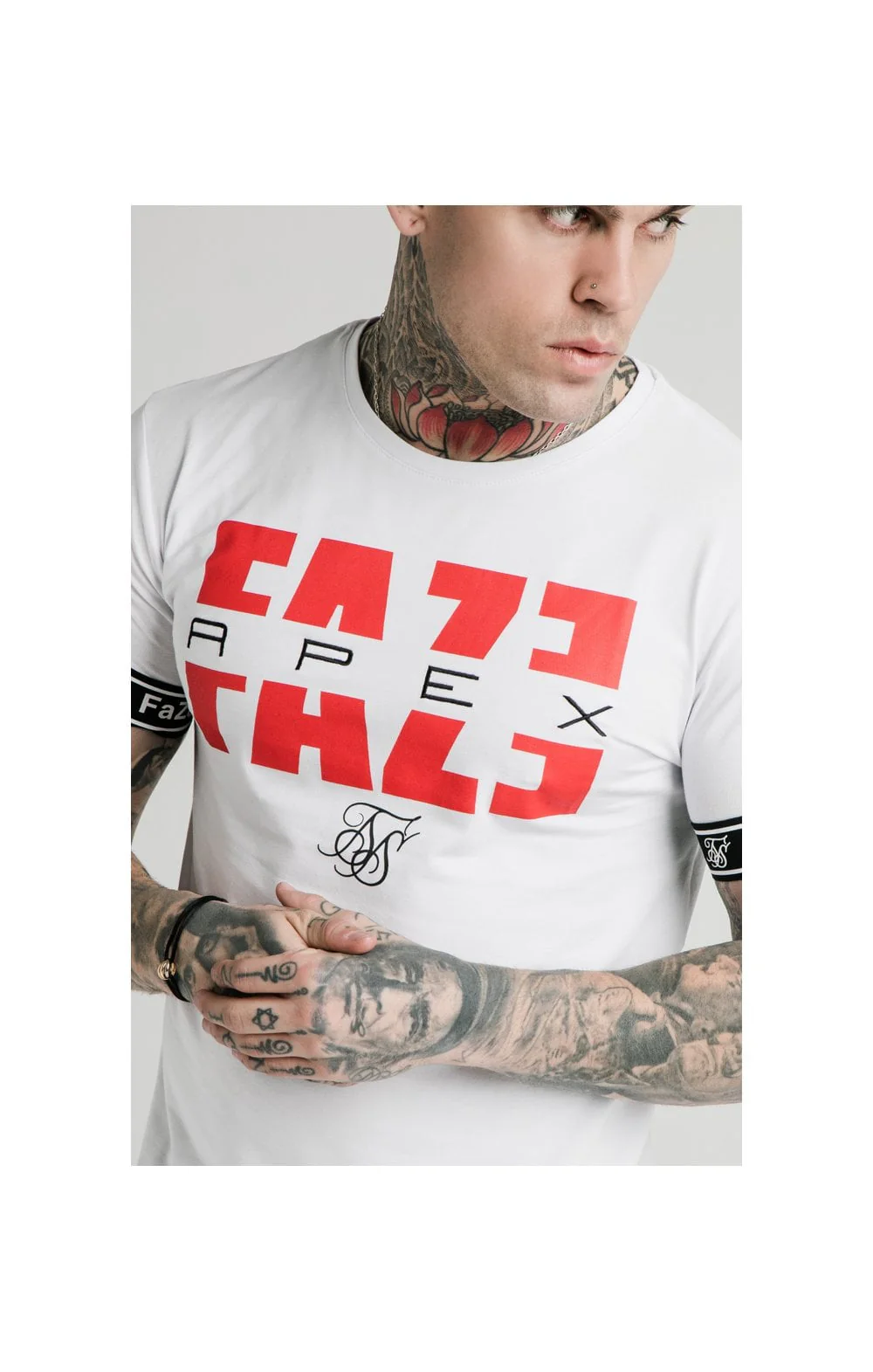 SikSilk x FaZe Apex Elastic Cuff Gym Tee - White