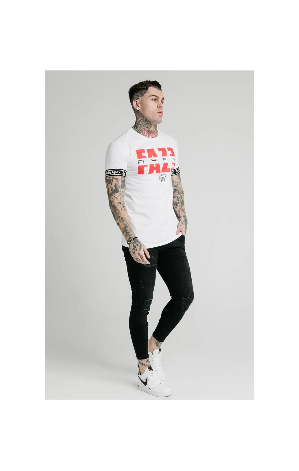 SikSilk x FaZe Apex Elastic Cuff Gym Tee - White - Image 3