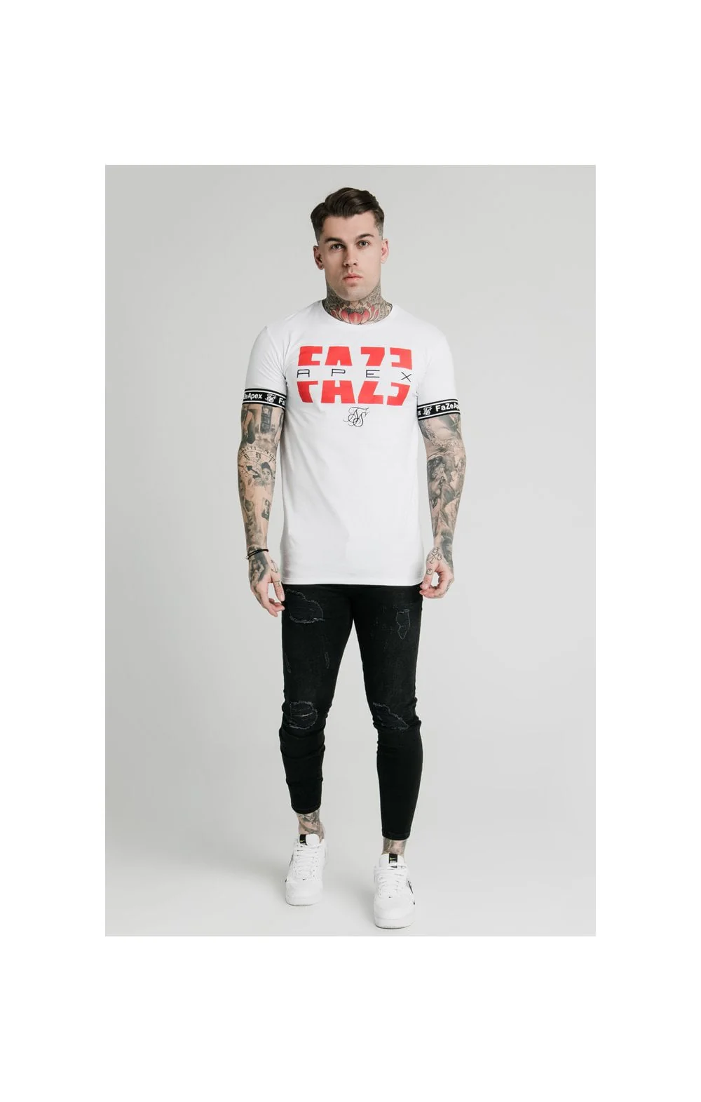 SikSilk x FaZe Apex Elastic Cuff Gym Tee - White - Image 4