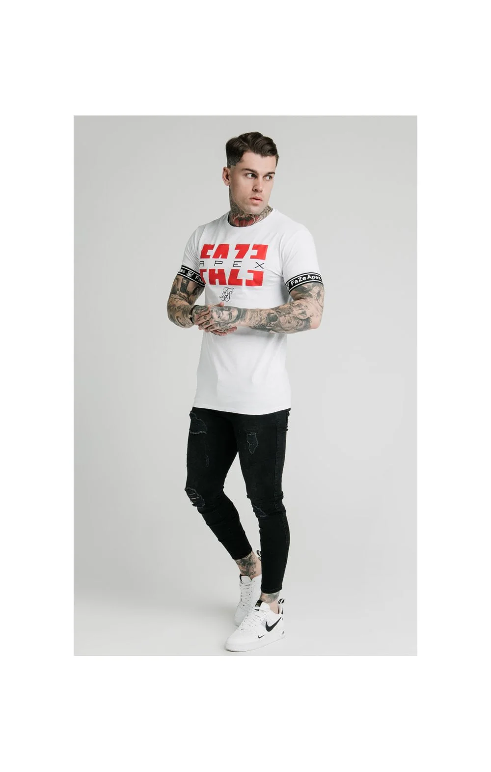 SikSilk x FaZe Apex Elastic Cuff Gym Tee - White - Image 5