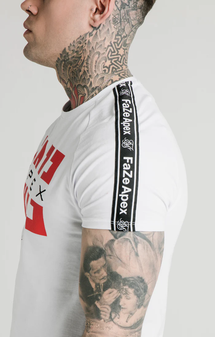 SikSilk x FaZe Apex White Raglan Tape T-Shirt - Image 2