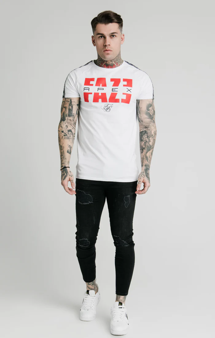 SikSilk x FaZe Apex White Raglan Tape T-Shirt - Image 3