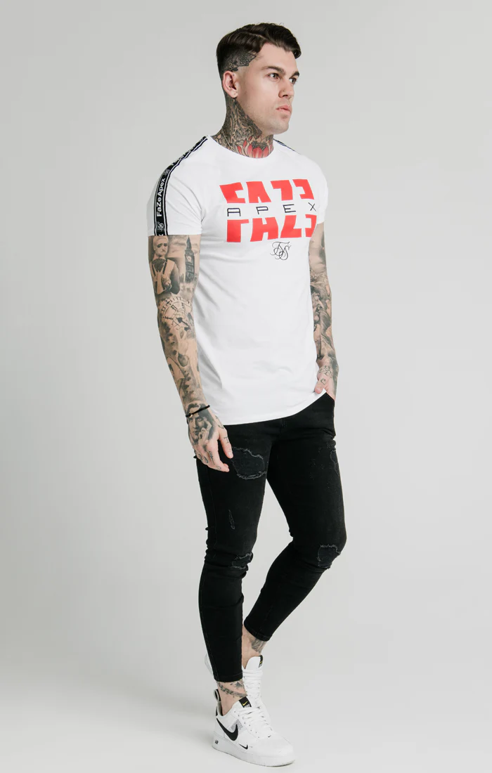 SikSilk x FaZe Apex White Raglan Tape T-Shirt - Image 4