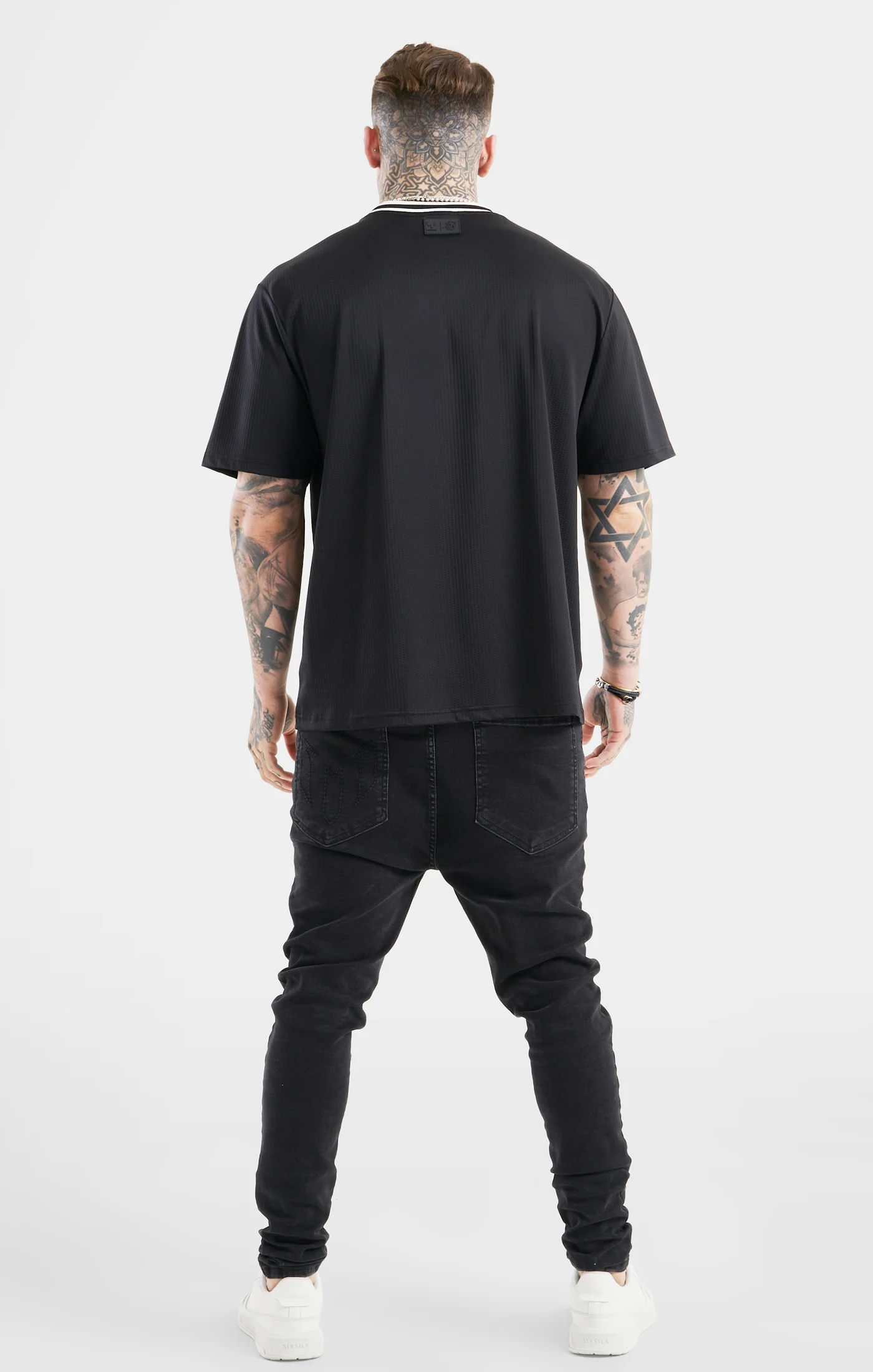 Messi x SikSilk Logo Drop Shoulder Tee - Black - Image 5
