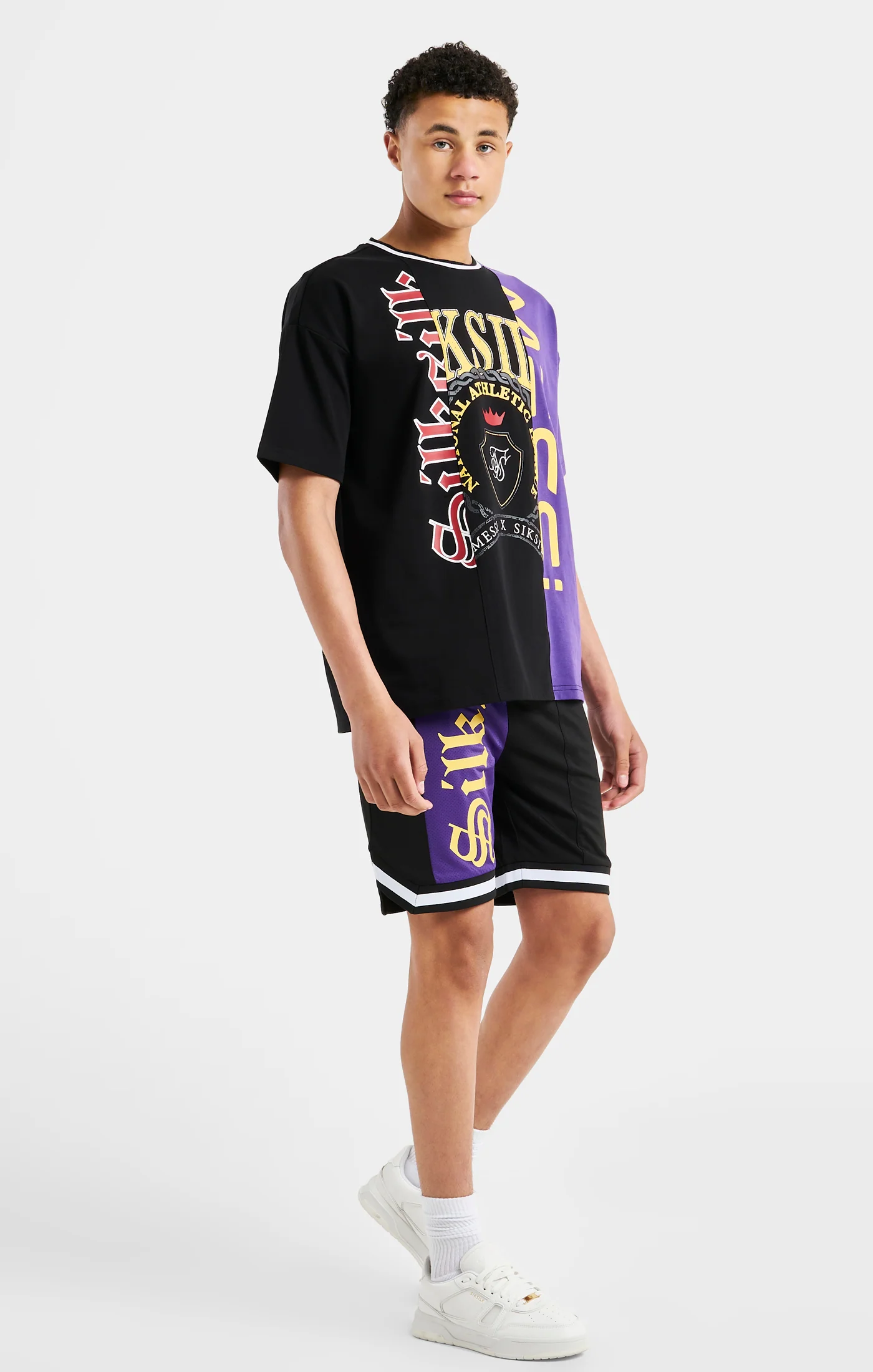 Messi x SikSilk Retro Oversized Tee - Black & Purple - Image 6