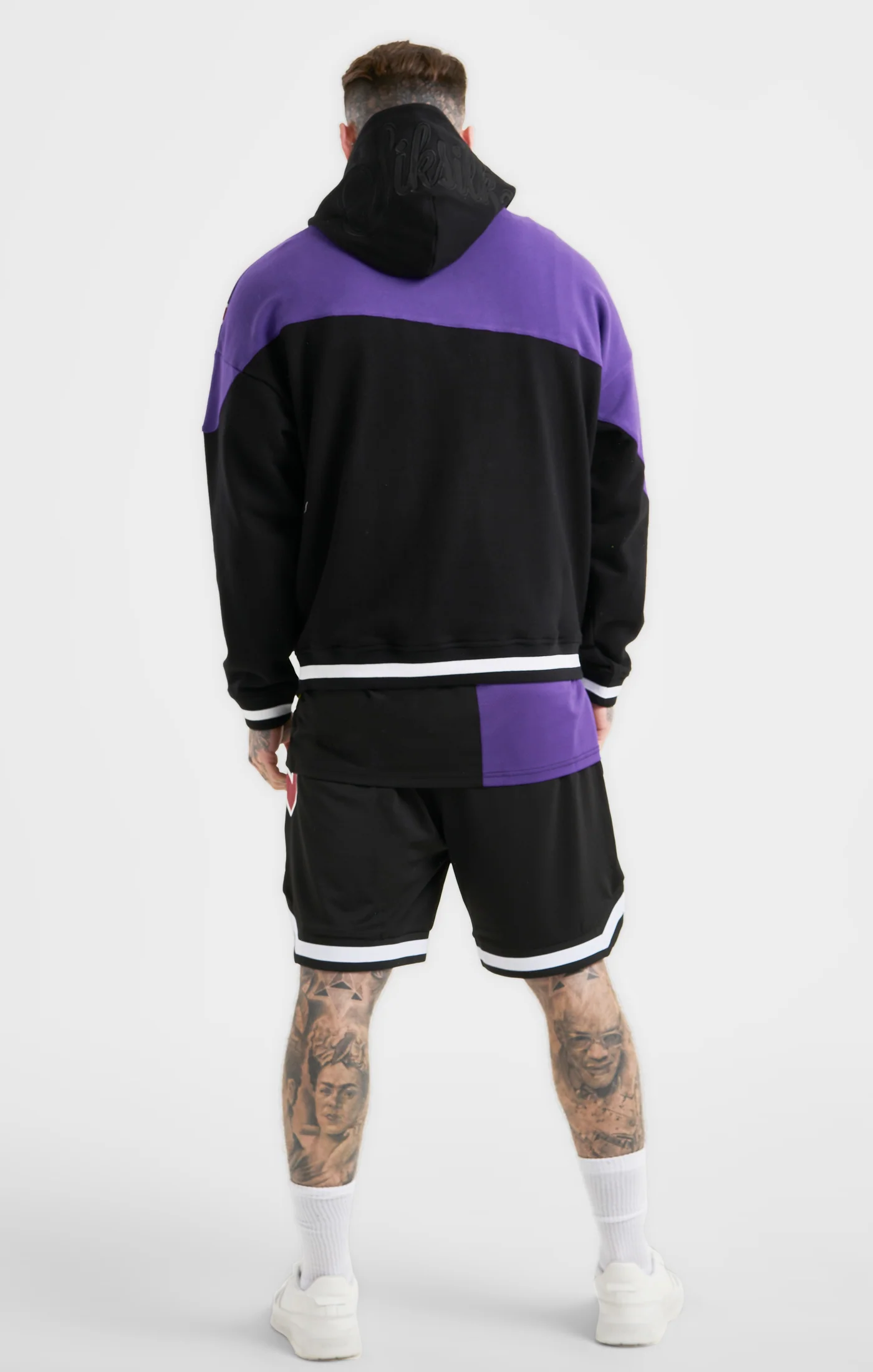 Messi x SikSilk Retro Varsity  Oversized Hoodie - Black & Purple - Image 5