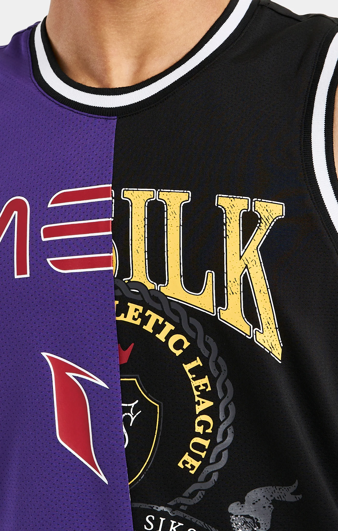 Messi x SikSilk Retro Varsity Vest - Black & Purple - Image 2