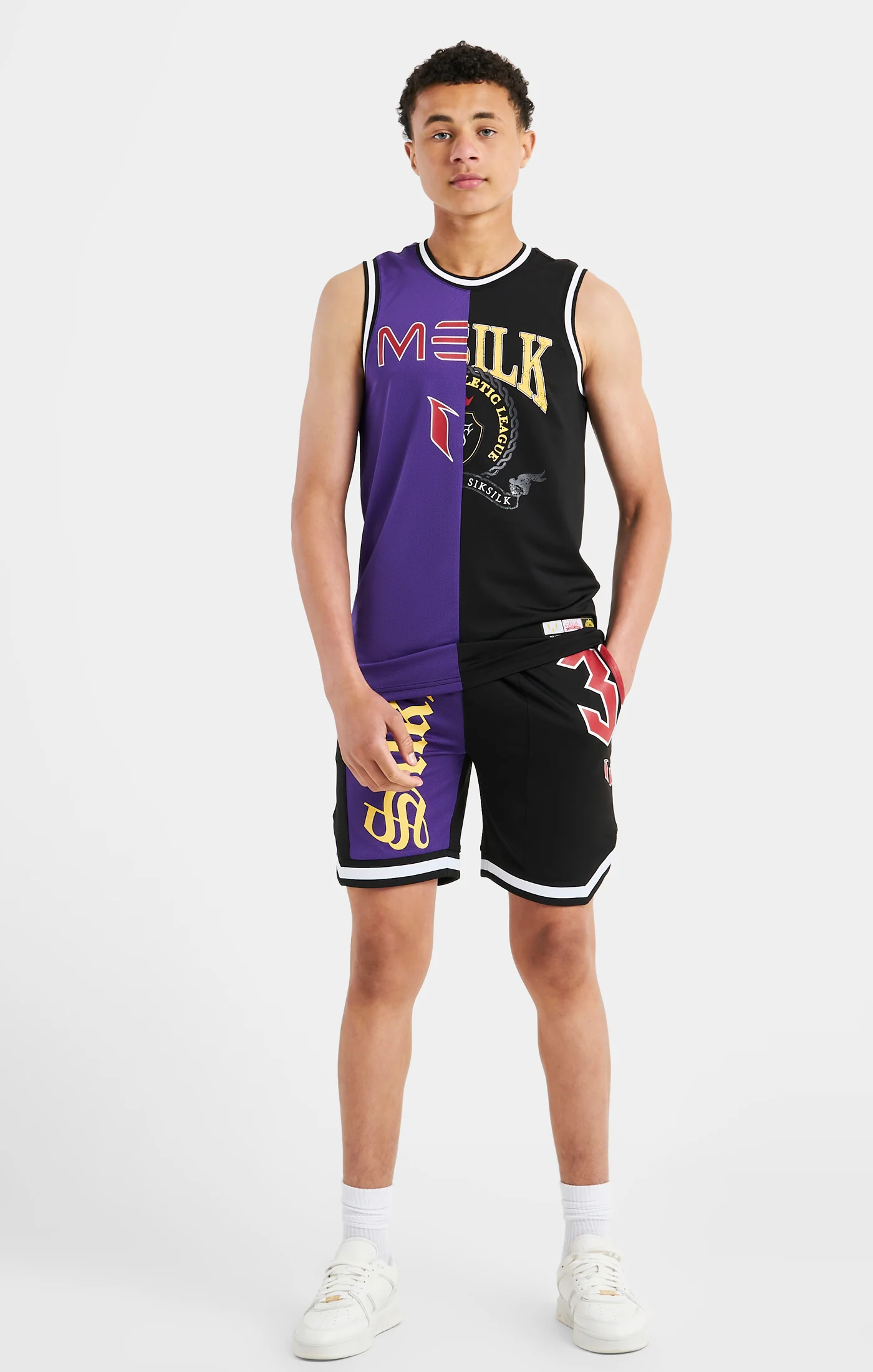 Messi x SikSilk Retro Varsity Vest - Black & Purple - Image 3