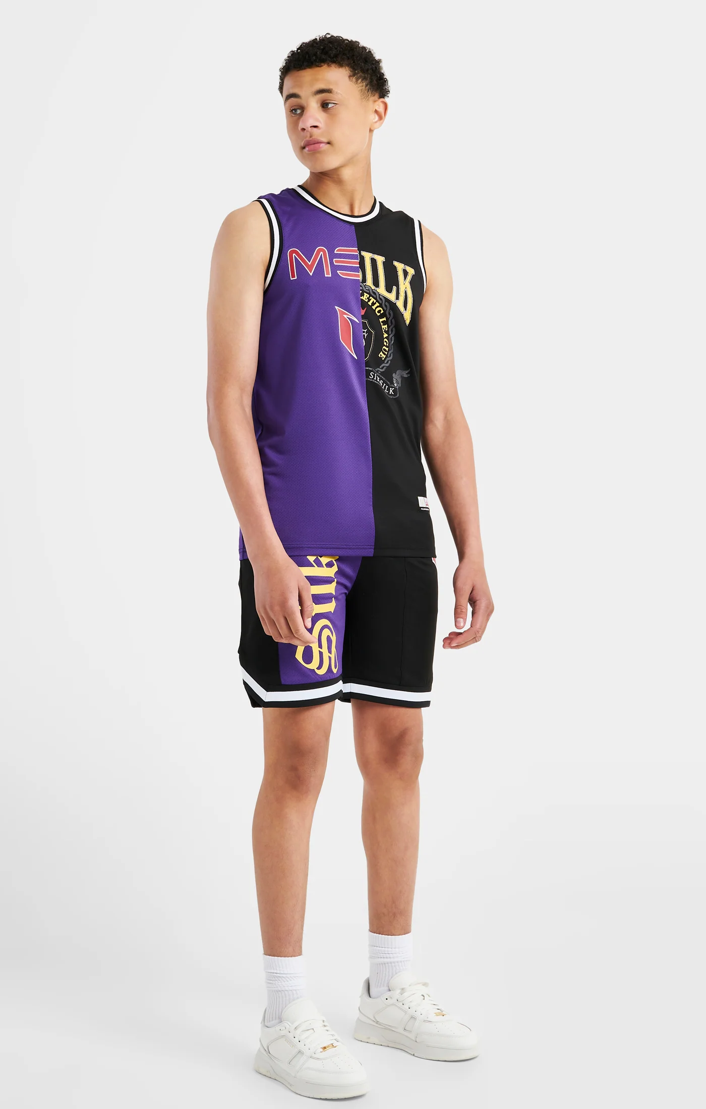 Messi x SikSilk Retro Varsity Vest - Black & Purple - Image 4