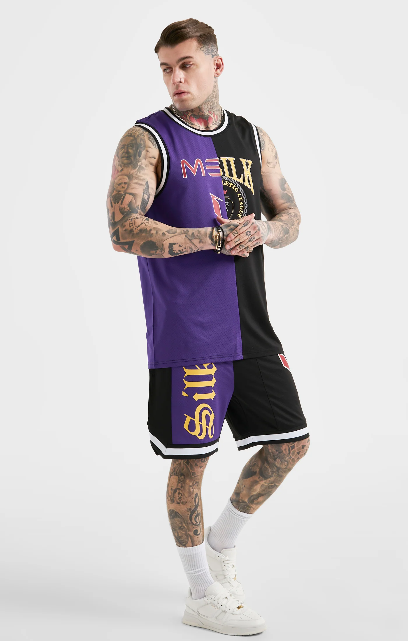 Messi x SikSilk Retro Varsity Vest - Black & Purple - Image 4