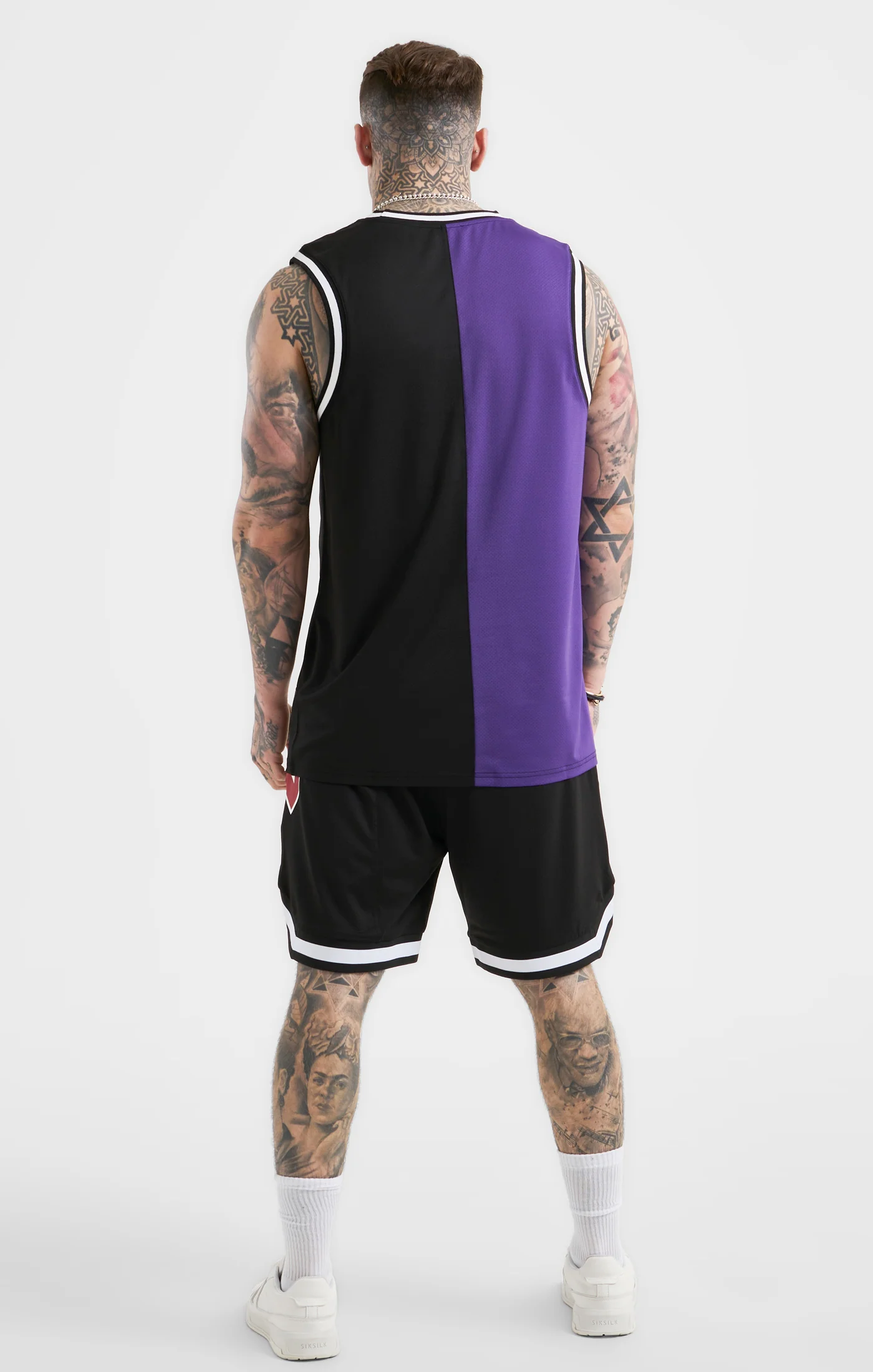 Messi x SikSilk Retro Varsity Vest - Black & Purple - Image 5
