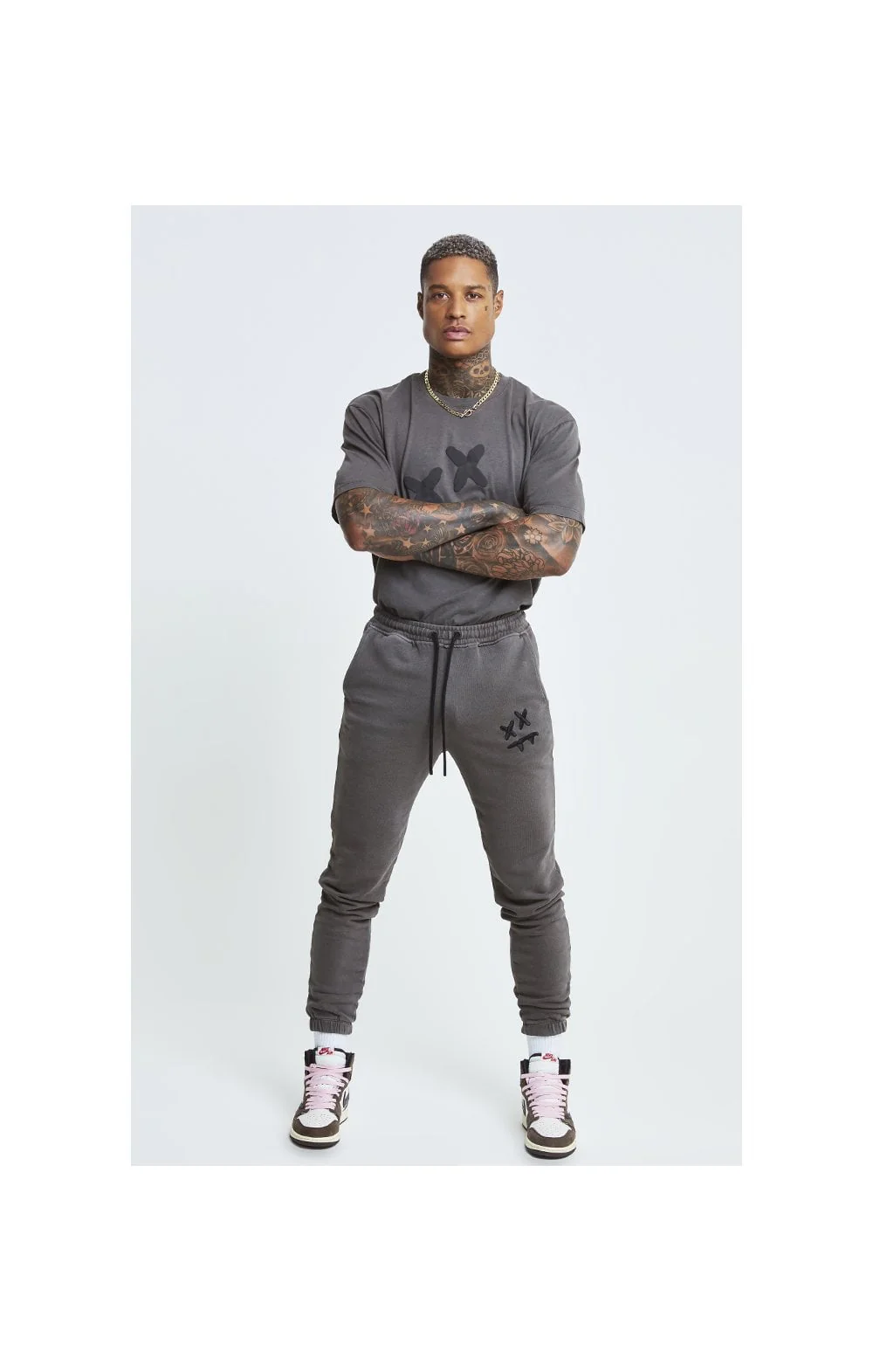 SikSilk X Steve Aoki Joggers - Washed Grey - Image 3