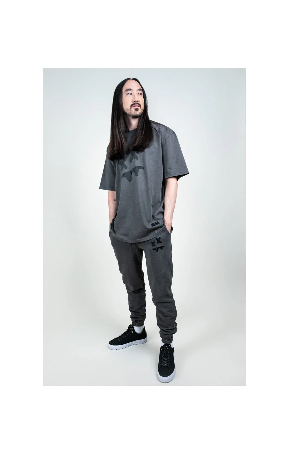 SikSilk X Steve Aoki Joggers - Washed Grey - Image 7