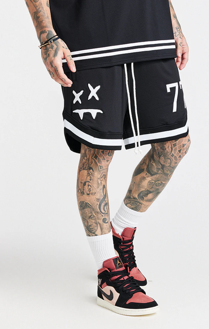 SikSilk X Steve Aoki Mesh Baseball Short - Black & White