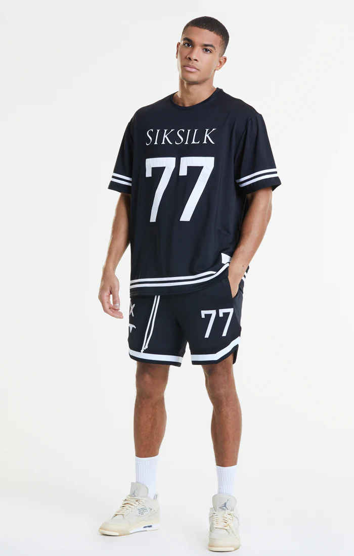 SikSilk X Steve Aoki Mesh Baseball Short - Black & White - Image 2