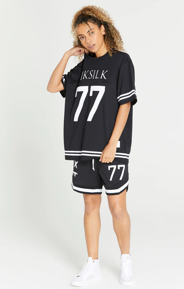 SikSilk X Steve Aoki Mesh Baseball Short - Black & White - Image 3
