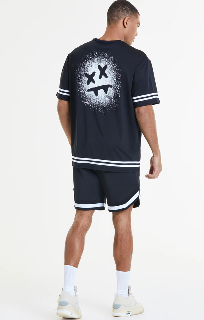 SikSilk X Steve Aoki Mesh Baseball Short - Black & White - Image 6