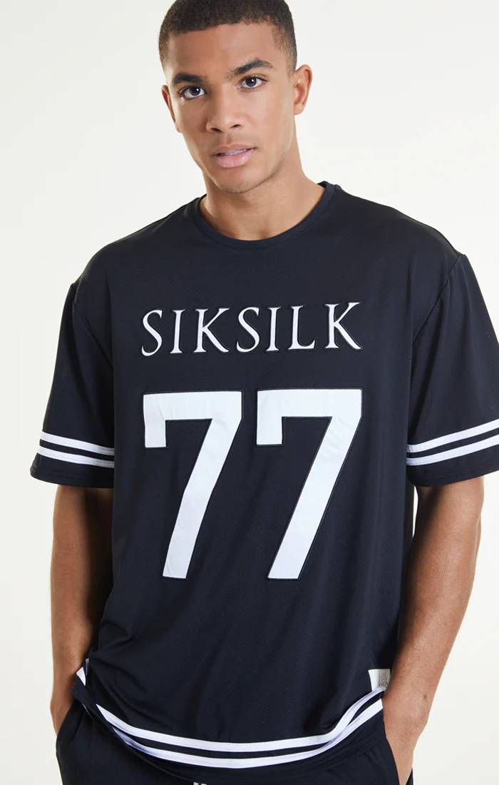 SikSilk X Steve Aoki Mesh Baseball Tee - Black & White - Image 2