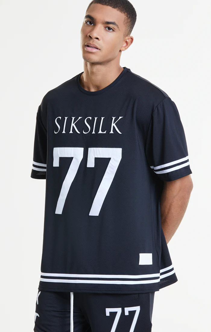 SikSilk X Steve Aoki Mesh Baseball Tee - Black & White - Image 5