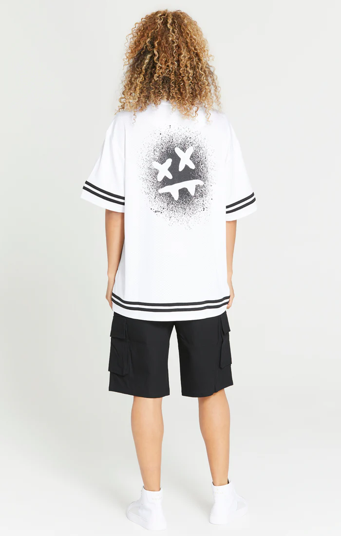 SikSilk X Steve Aoki Mesh Baseball Tee - White & Black - Image 3